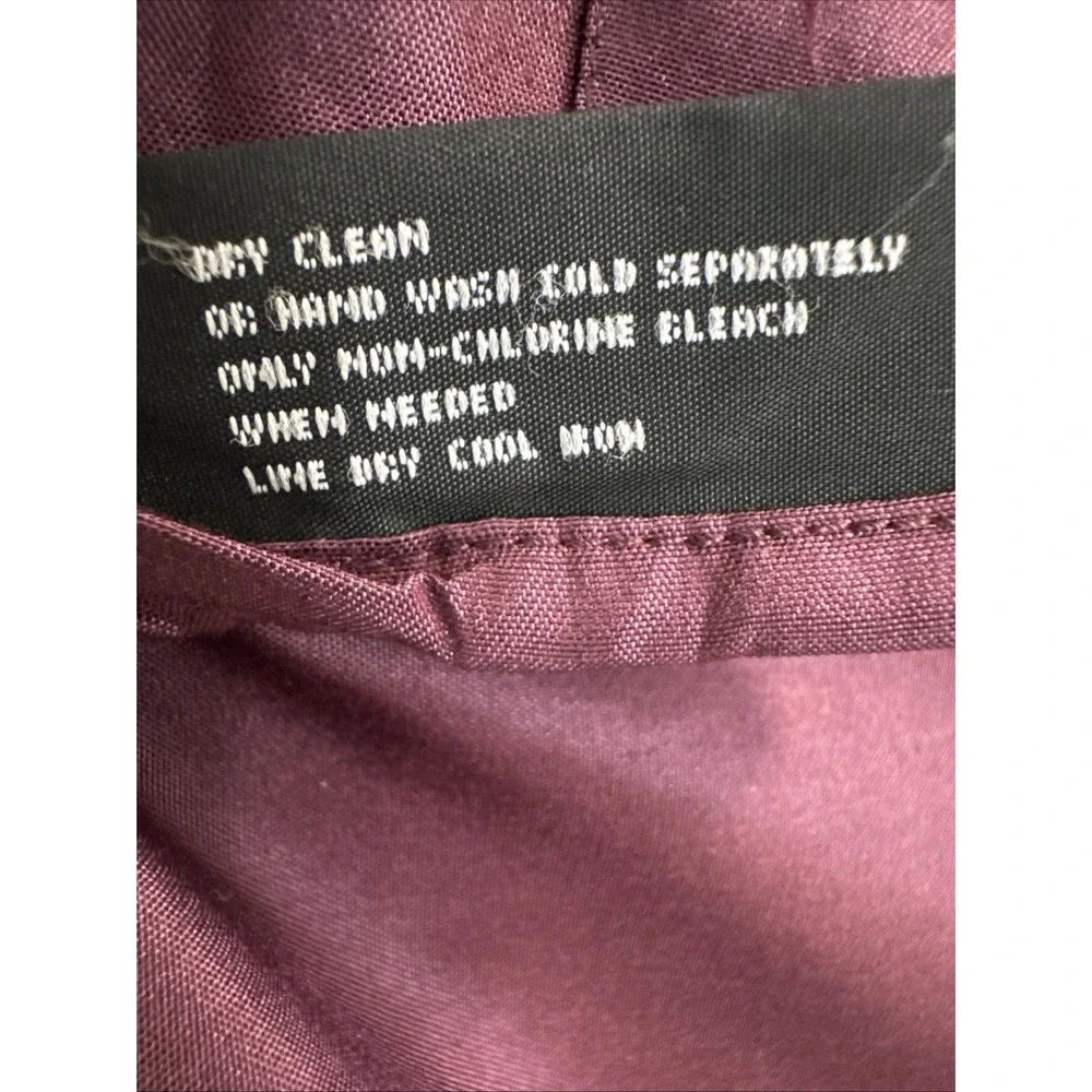 Alfani Mens Silk Burgundy Button Front Collar Long Sleeve Shirt Sz  L  16 34 /35